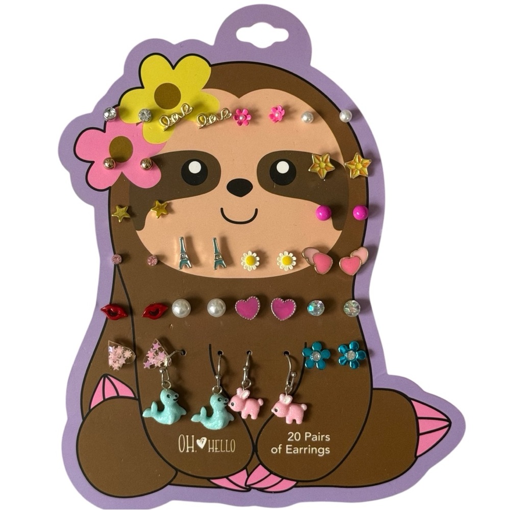 OH HELLO Hypoallergenic Earrings 20 Pairs - Adorable Animals, Shapes, Stones-NEW